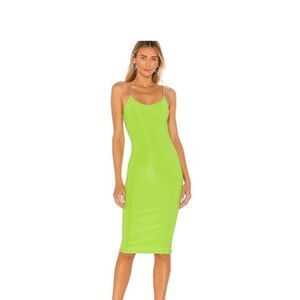 Superdown Zoey Chain Strap Ribbed Bodycon  Midi Dress Green Size Small
